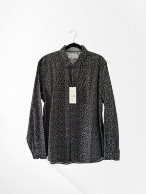 Men's Dress Shirt NWT Thomas Sterling London New York XL Black Gray Button Up